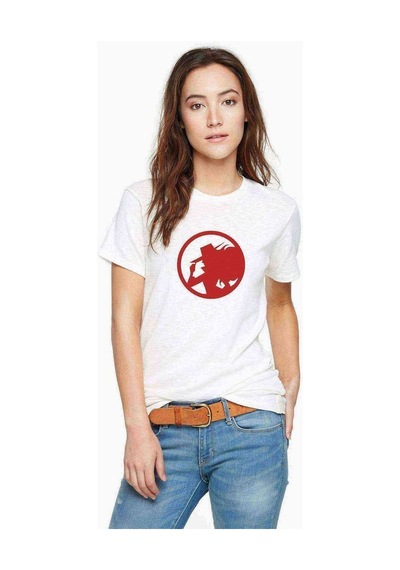 Carmen Sandiego Logo Blue Side Baskılı Beyaz Kadın Tshirt