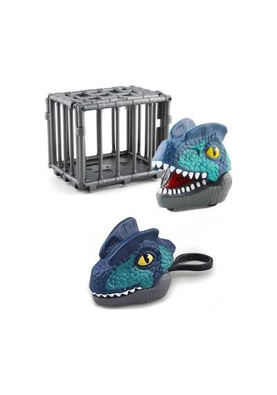 Kafeste Dilophosaurus Mini Dinozor Arabası Anahtarlık Oyuncak Çek Bırak Dinozor