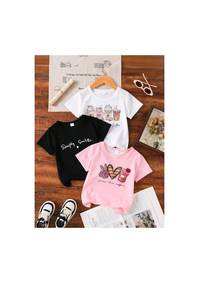 Stil-x Yeniz Sezon 3' Lü Takım Kız Çocuk Tshirt, Çok Renkli, %100 Pamuk Çok Renkli-7