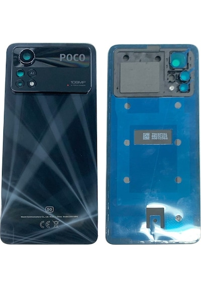Xiaomi Poco X4 Pro Arka Pil Batarya Kapağı Cam Kamera Lensli 2201 - Siyah