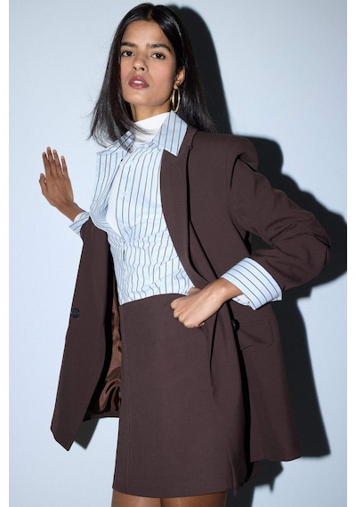 Defacto - Oversize Blazer Ceket E7732AX25AU Kahve