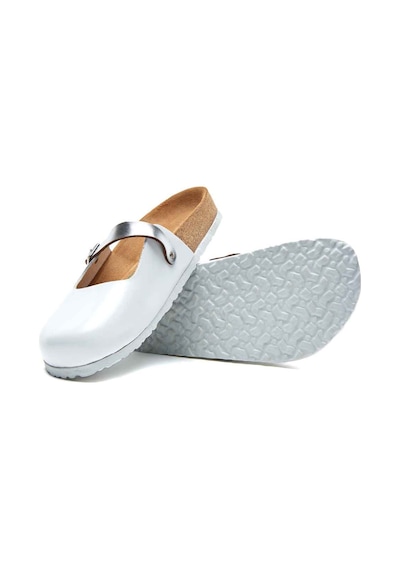 Comfortfusse Kelly - Kadın Ortopedik Hakiki Deri Sabo Terlik Beyaz