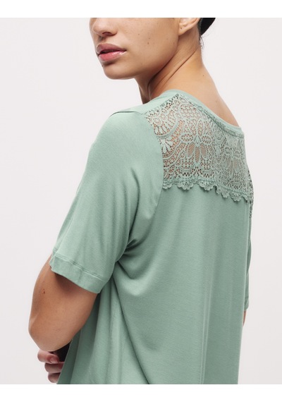 Marks & Spencer Dantel Detaylı Pijama Üstü T37003638T Yeşil