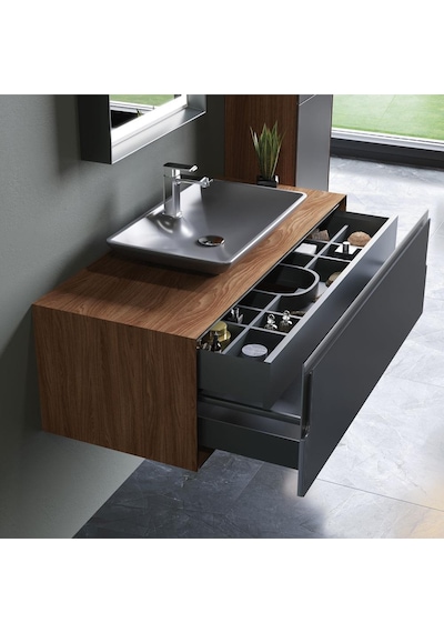 Orka Craft 120 Cm Ceviz-Antrasit Banyo Dolabı Alt Modül Ve Lavabo Antrasit Orka Craft 120 Cm Ceviz-Antrasit Banyo Dolabı Alt Modül Ve Lavabo Antrasit