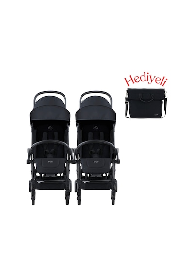 Bumprider Connect³ İkiz Bebek Arabası Black - Black & Yan Bakım Çantası Hediyeli