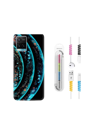 Vivo Y21 Kılıf Kablo Koruyuculu Planets 1703
