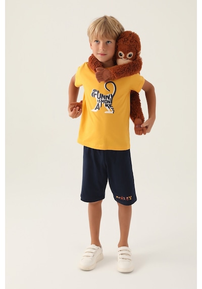Rolypoly Funny As Monkey Hardal Erkek Çocuk Bermuda Takım 5274-42916 Hardal