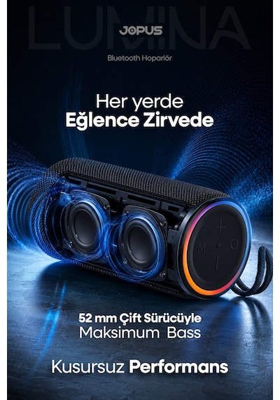Yüksek Sesli Işıklı Taşınabilir TWS Bluetooth Hoparlör Şarjlı Kablosuz Speaker USB SD Destekli