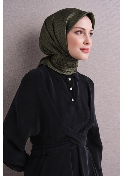 Armine Tivil Saf İpek Eşarp 9625 83 Yeşil Slogan Desen