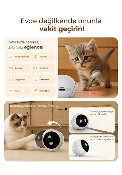 Magic S1 Mobil Kameralı Akıllı Evcil Hayvan Robotu - Full Hd 1080p - Otomatik Şarjlı, Lazerli Ve Çift Yönlü Ses Destekli