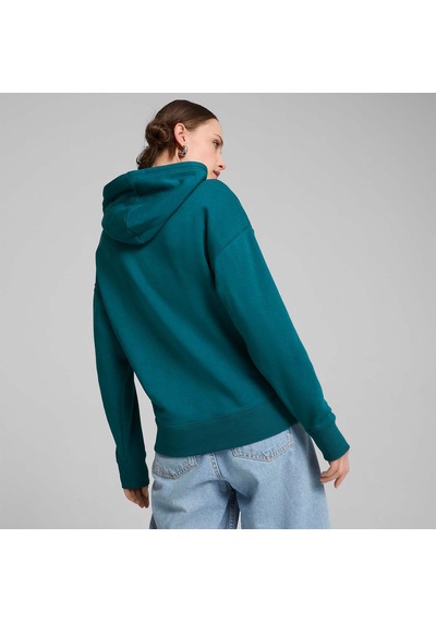 Puma Classics Shiny Logo Kadın Yeşil Kapüşonlu Hoodie Yeşil