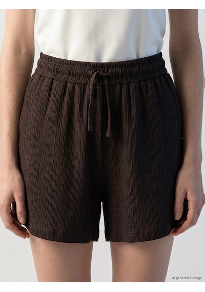 Lcw Comfort Kahverengi Beli Lastikli Dokulu Kadın Şort