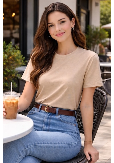 Luxıc Core Unisex Bej %100 Pamuk Basic Tişört Bisiklet Yaka Kısa Kol Rahat Kesim Günlük Yazlık S - Lcr-ts-bej
