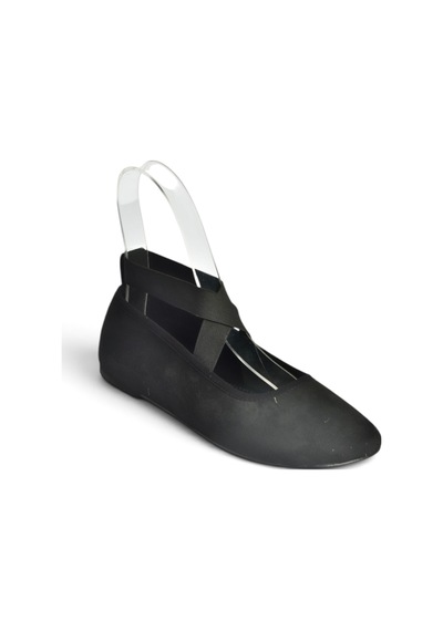 Fox Shoes Z250021002 Siyah Süet Çapraz Lastikli Kadın Babet