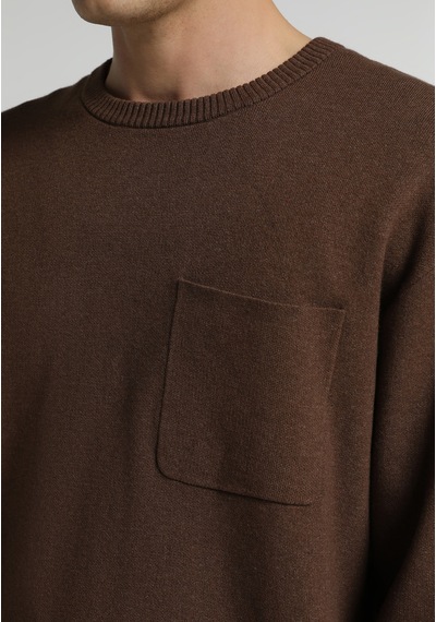 Colin's Colins Relaxed Fit Yuvarlak Yaka Jakarlı Erkek Kahverengi Kazak Cl1082014 Q1.v2 Brw