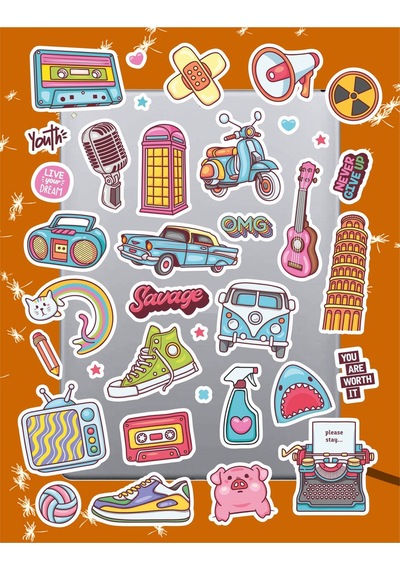 Doodle Temalı Seri 2 Sticker Seti Laptop Ajanda Pc Tablet Telefon Defter Etiket Bullet Journal Diğer