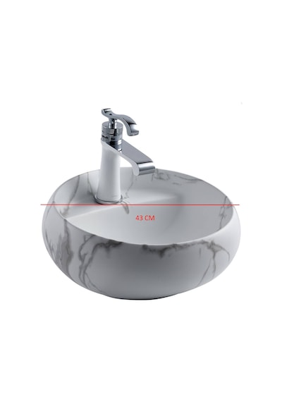Lena - Tezgah Üstü Porselen Lavabo Mermer Desenli Outlet - Eh-4660m6- Diğer
