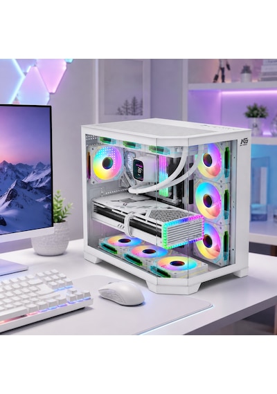 Infinity 7x Argb Fan Kumanda Ve Kontrolcü Atx Boş Bilgisayar Kasası Beyaz