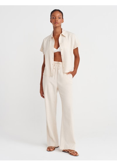 Dilvin 72156 Pijama Pantolon-ekru Ekru