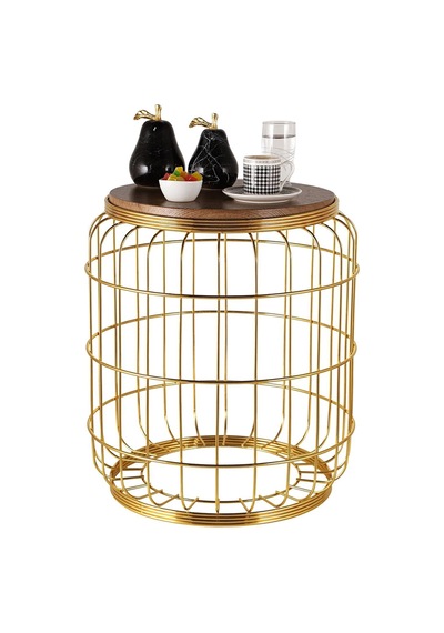 Camellia Sehpa Gold Kaplama Ceviz Altın