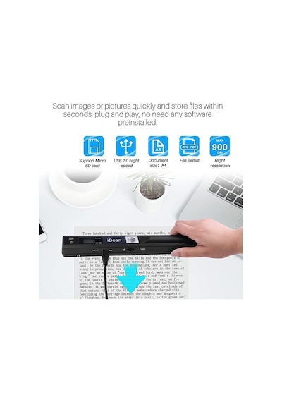 Belge Tarayıcı Taşınabilir Tarayıcı Usb Görüntü Renkli Tarama 900 Dpı A4 Tarama El Tarayıcı