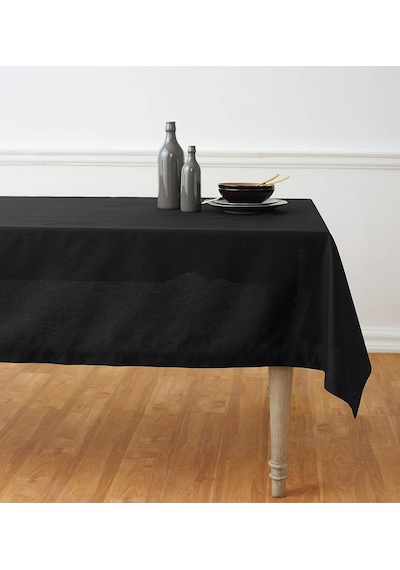 Polyester Keten Simsiz Masa Örtüsü Siyah + 12 Peçete