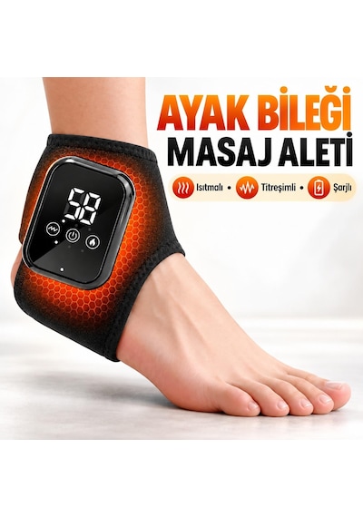 Valkyrie Isıtmalı Titreşimli Ayak Bileği Masaj Aleti Şarjlı 3 Isı 3 Titreşim Modlu Dijital Siyah