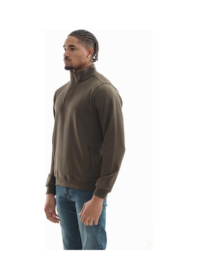 Boğazlı Sweatshirt Haki