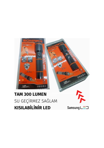 300 Lumen Led El Feneri Profosyonel Siyah