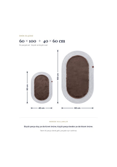 Banyo Paspası Takımı 60x100+40x60 Cm Düz Mouss Kahve & Gümüş Kahve - Gümüş