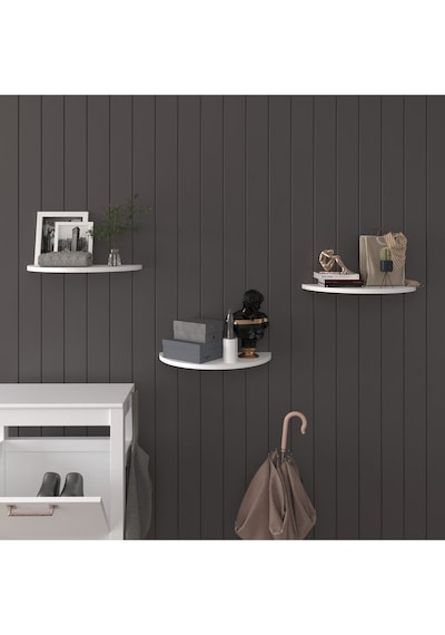 Asra Trend Oval Duvar Rafı DRF-04 %100 MDF 3'lü Dekoratif Organizer Kitaplık Beyaz