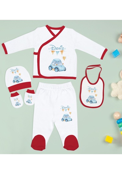 Bk Kids Kişiye Özel 10 Parça Kırmızı Hastane Çıkışı Battaniye Ve Yastık Hediye Seti, Yeni Doğan Bebek Giyim Hediyesi-28