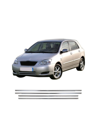 Toyota Corolla Uyumlu 2002-2007 Krom Cam Çıtası 4 Parça Paslanmaz  Çelik