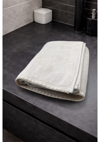Krem İstiridye Dikişli %100 Pamuk Yumuşak Dokulu Yüksek Su Emici 2'li Banyo Havlu Seti 50x90-70x130
