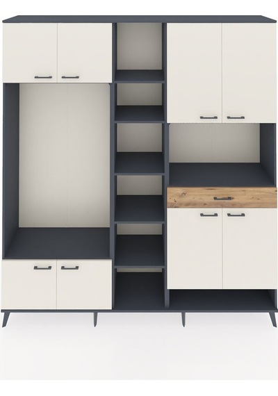 Hyperion Dolap 12 Raflı Tek Çekmeceli 8 Kapaklı 220x44x243 Antrasit-aytaşı/çam Çok Renkli Hyperion Dolap 12 Raflı Tek Çekmeceli 8 Kapaklı 220x44x243 Antrasit-aytaşı/çam Çok Renkli