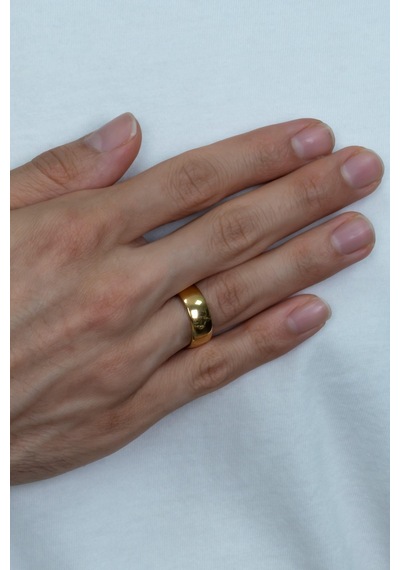 Unisex 8mm Geniş Bombeli Çelik Alyans Yüzük Cl19 001