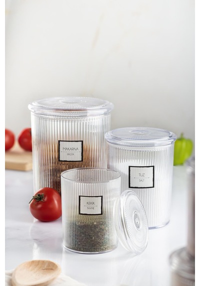 12'li Barok Yuvarlak 3 Boy Kavanoz Seti & Saklama Kabı & Erzak Kabı 4 2000 Ml, 4 1000 Ml, 4 500 Ml Sarı