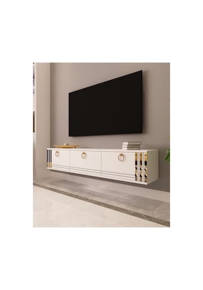 Sahran 150 Cm Duvara Monte Tv Ünitesi Tv Sehpası Beyaz - Altın Beyaz-altın