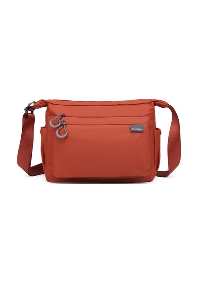 Smart Bags Hafif Kumaş Orta Boy Çok Cepli Kadın Postacı Çapraz Çanta Kiremit