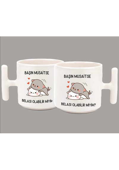 Başın Müsaitse Belası Olabilir Miyim Espirili T Kulp Latte Kupa Bardak 07 Beyaz
