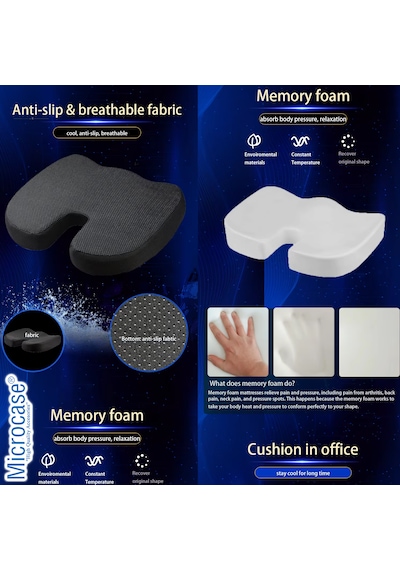 Microcase Ortopedik Memory Foam Hemeroid Kuyruk Sokumu Minderi Yastığı Al5516