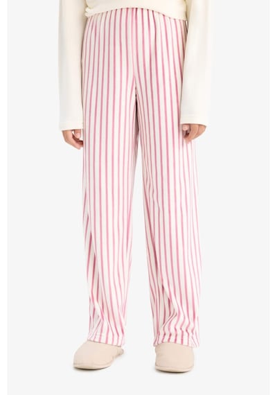 Defacto Pijama Takımı Uzun Kollu Üst Çizgili Uzun Alt Kız Çocuk D1068A824WN Bordo