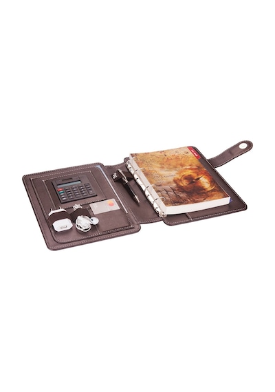 Organizer Ajanda Tarihsiz Kareli 4 Halkalı 20x26 CM - Kahve Kahverengi