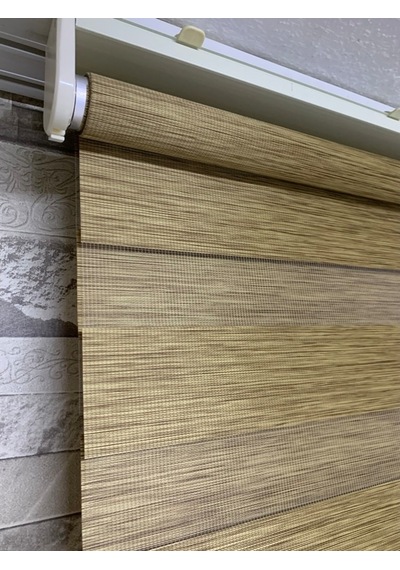 Bambu Kahve Renk Zebra Perde (Etekli)