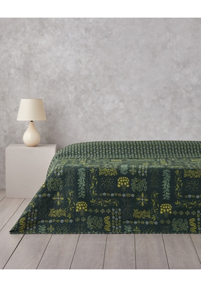 English Home Tendril Bloom Çift Kişilik Çok Amaçlı Örtü 200x220 Cm Yeşil Yeşil