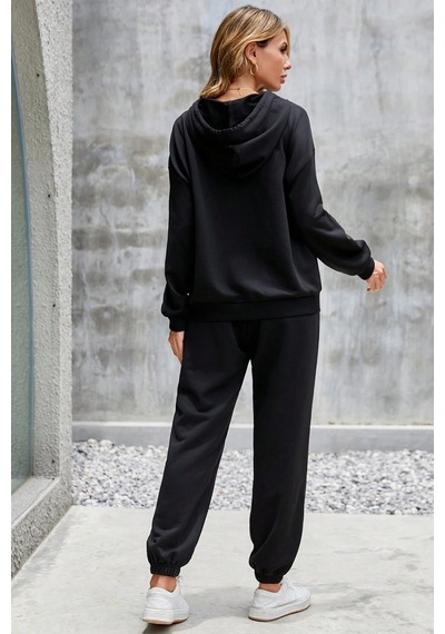 Uyguntarz Unisex Nope Baskılı Eşofman Takımı Siyah