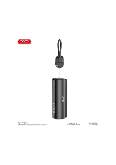 Pr281 İp 5000 Mah El Feneri Özellikli Type-c To Lightning Powerbank Şarj Aleti Beyaz