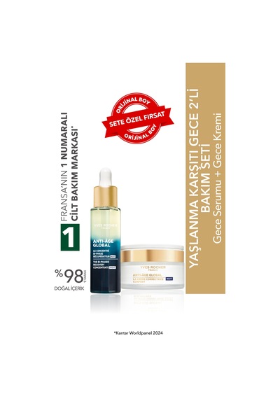 Yves Rocher Yaşlanma Karşıtı Gece 2'li Bakım Seti -gece Serumu 30ml & Gece Kremi 50 Ml