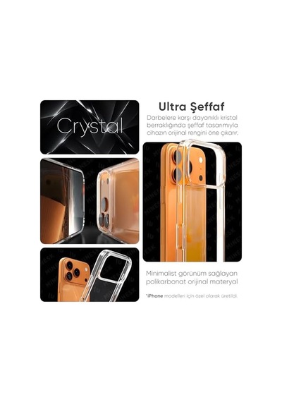 İphone 17 Pro İle Uyumlu Crystal Clear Ultra Şeffaf Silikon Kılıf Arkası Sert Polikarbonat Kenarları Yumuşak Tpu Darbe Emici İç Hava Yastığı Destekli Kapak 17 Pro 50 x 22