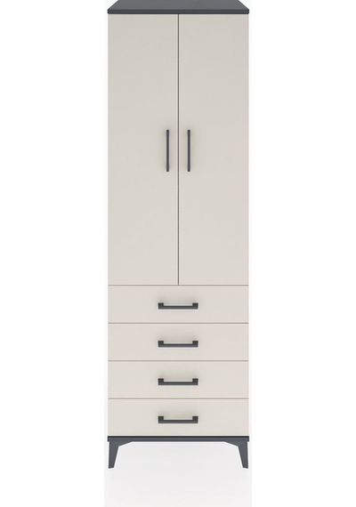 Hyperion Dolap 2 Raflı 4 Çekmeceli Tek Askılı 60x44x195 Antra... Antrasit